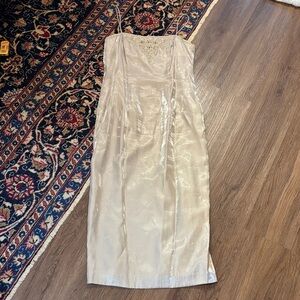 David’s Bridal Elegant Cream Champagne Shimmer Dress wedding Formal Prom Gown